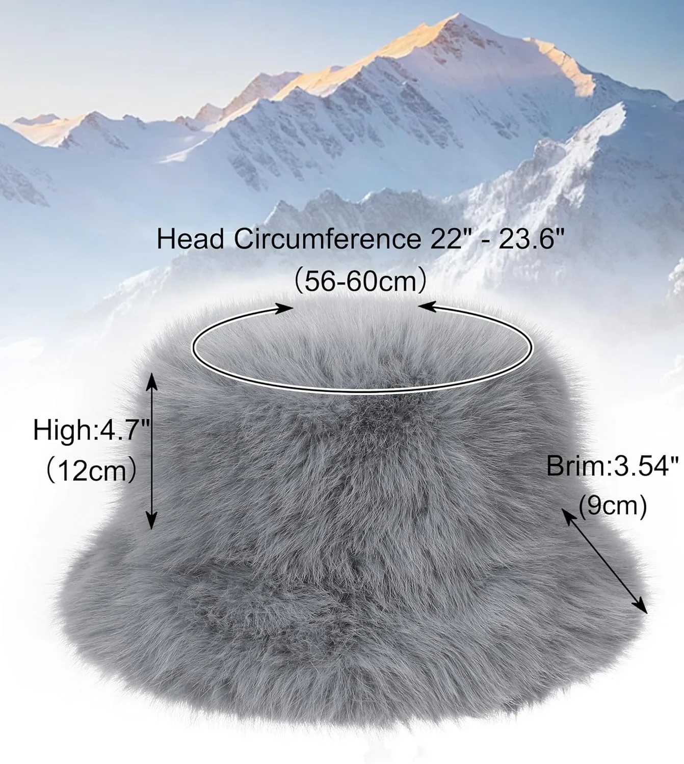 LA CARRIE Women's Fuzzy Wide Brim Faux Fur Bucket Hat Winter Warmer Fisherman Cap