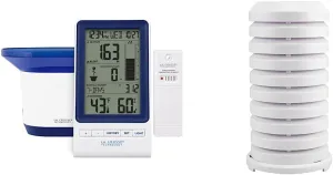 La Crosse Technology 724-1415BL Wireless Rain Station with Temperature and Humidity & 925-1418 Sensor Protection Shield with Mount