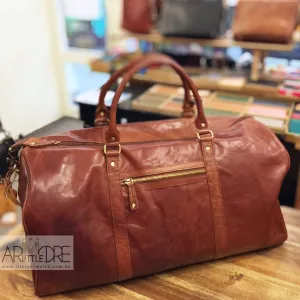 LA432 Leather Luggage Bag with Trolley Strap