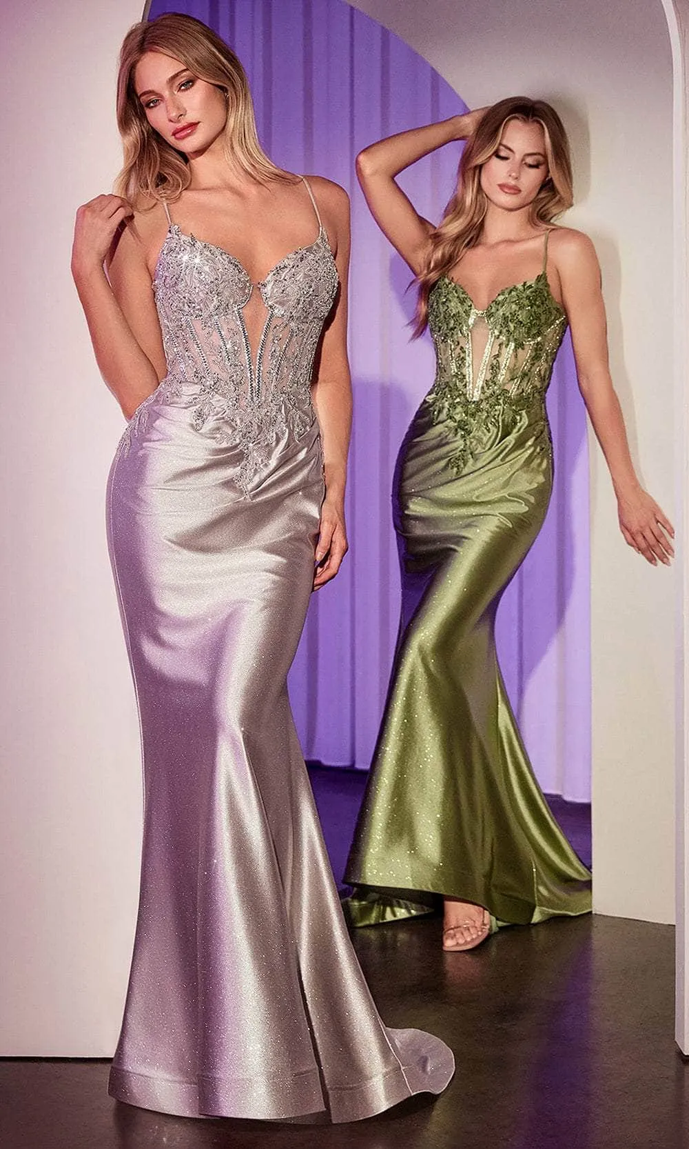Ladivine CC2401 - Lace Up Back Gown