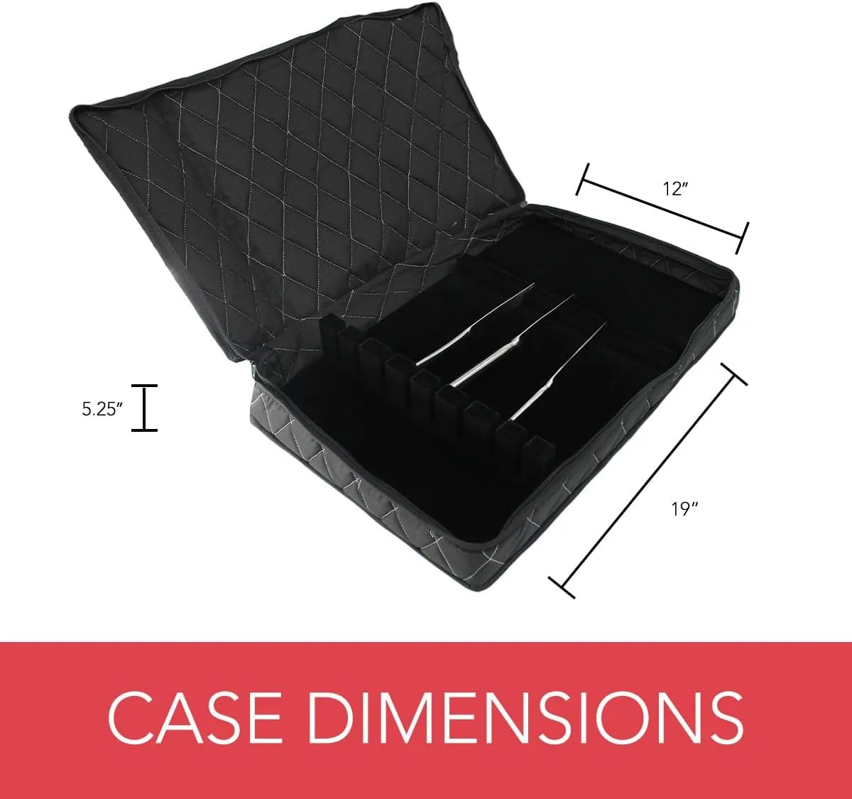 LAMINET Quilted Dinnerware Storage Case (Flatware, Black A)