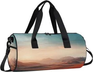 Landscape Desert Travel Gym Bag Waterproof Sport Dance Bag for Women Men Portable Gymnastics Duffel Bags Canvas Tote Carry on Handbag for Workout Overnight Weekender