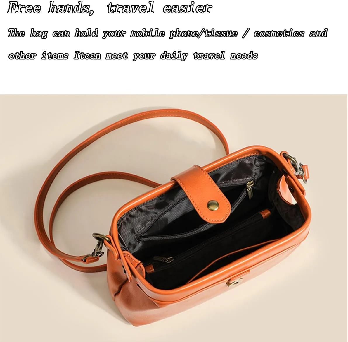Langrents Retro Handmade Handbag, Waterproof Shoulder Bag for Women (Coffee)