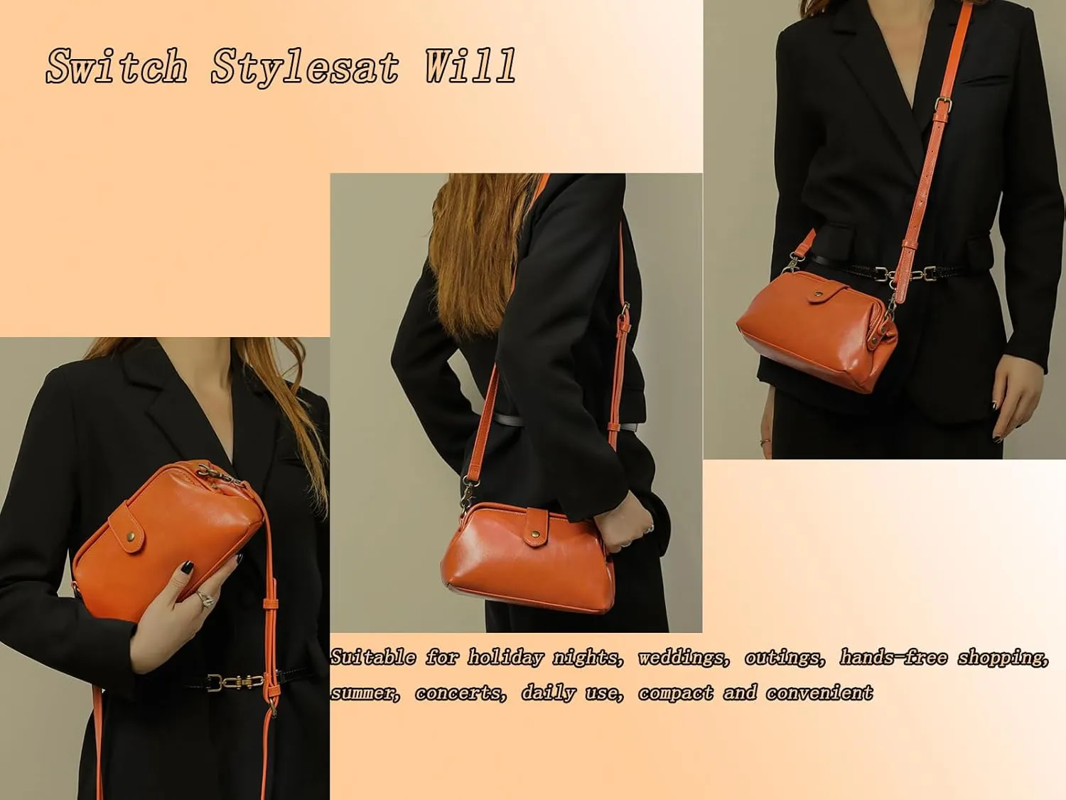 Langrents Retro Handmade Handbag, Waterproof Shoulder Bag for Women (Coffee)