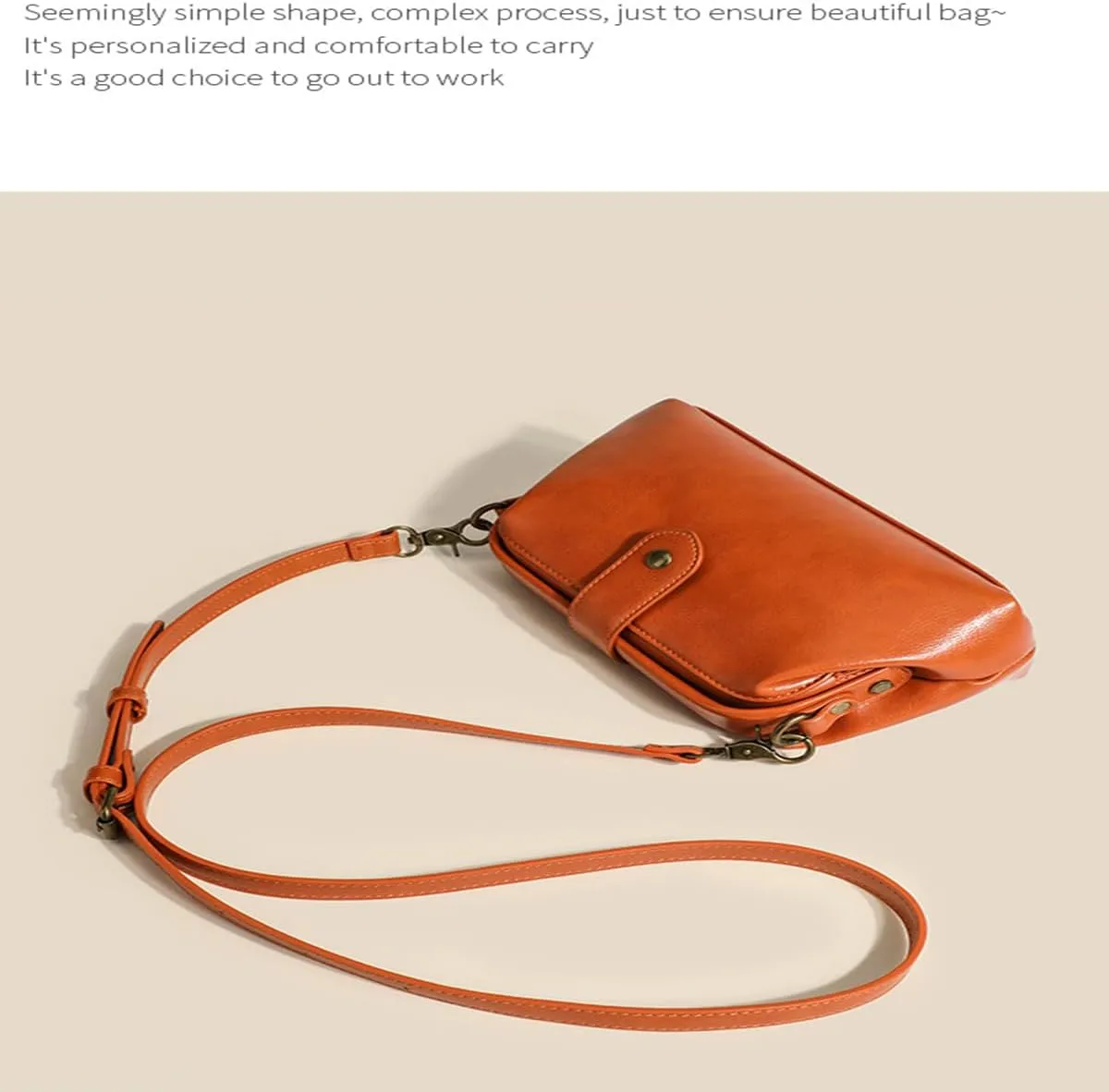 Langrents Retro Handmade Handbag, Waterproof Shoulder Bag for Women (Coffee)