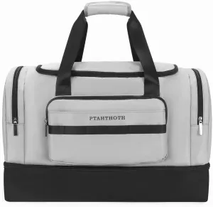 Large 42L Carry On Duffle Bag for Travel & Gym - TSA Approved Airplane Personal Item with Shoe Compartment & Wet Pocket, Water-Resistant Weekender Overnight Bag for Men Women (Grey)