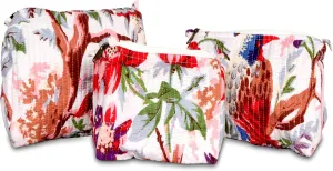 Large Makeup Bag, Cute Cosmetic Bag for Women Girls, Floral Coquette Aesthetic Toiletry Bag, Travel Make Up Organizer Bag White Floral