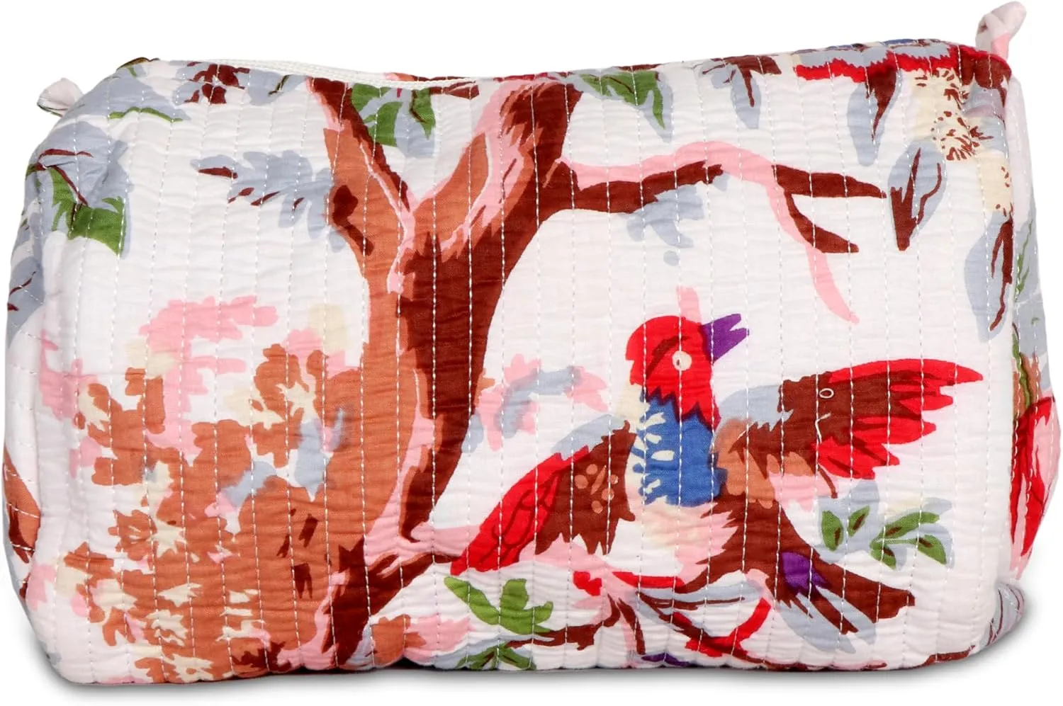 Large Makeup Bag, Cute Cosmetic Bag for Women Girls, Floral Coquette Aesthetic Toiletry Bag, Travel Make Up Organizer Bag White Floral