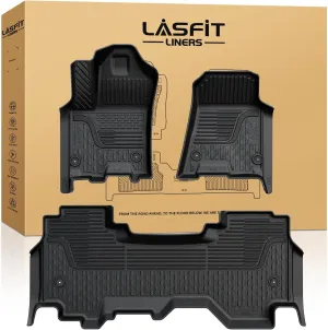 LASFIT Floor Mats for Ram 1500 Quad Cab 2025 Bucket Seat, All Weather TPE Custom Fit Car Mats Floor Liners 1st & 2nd Row, Black