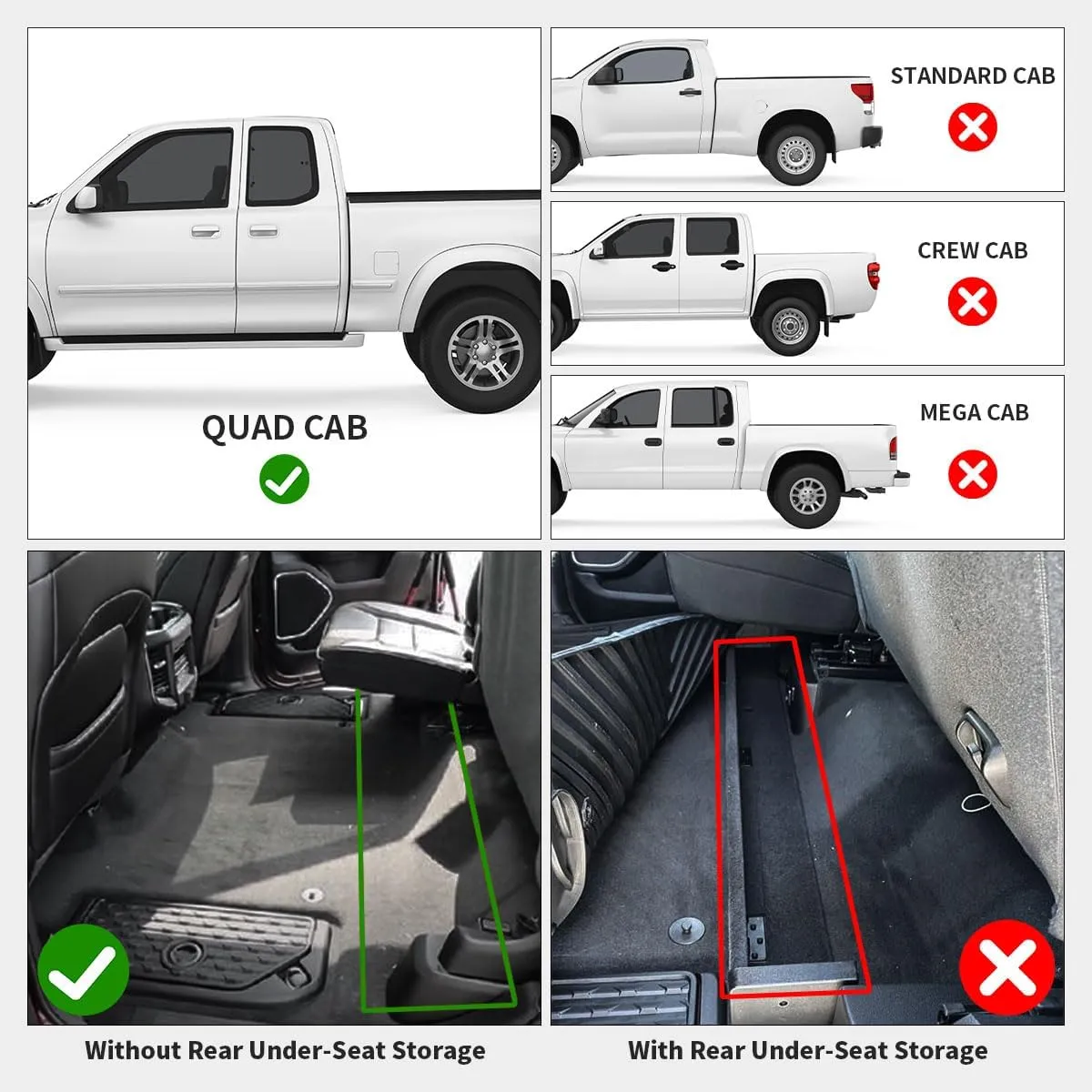 LASFIT Floor Mats for Ram 1500 Quad Cab 2025 Bucket Seat, All Weather TPE Custom Fit Car Mats Floor Liners 1st & 2nd Row, Black