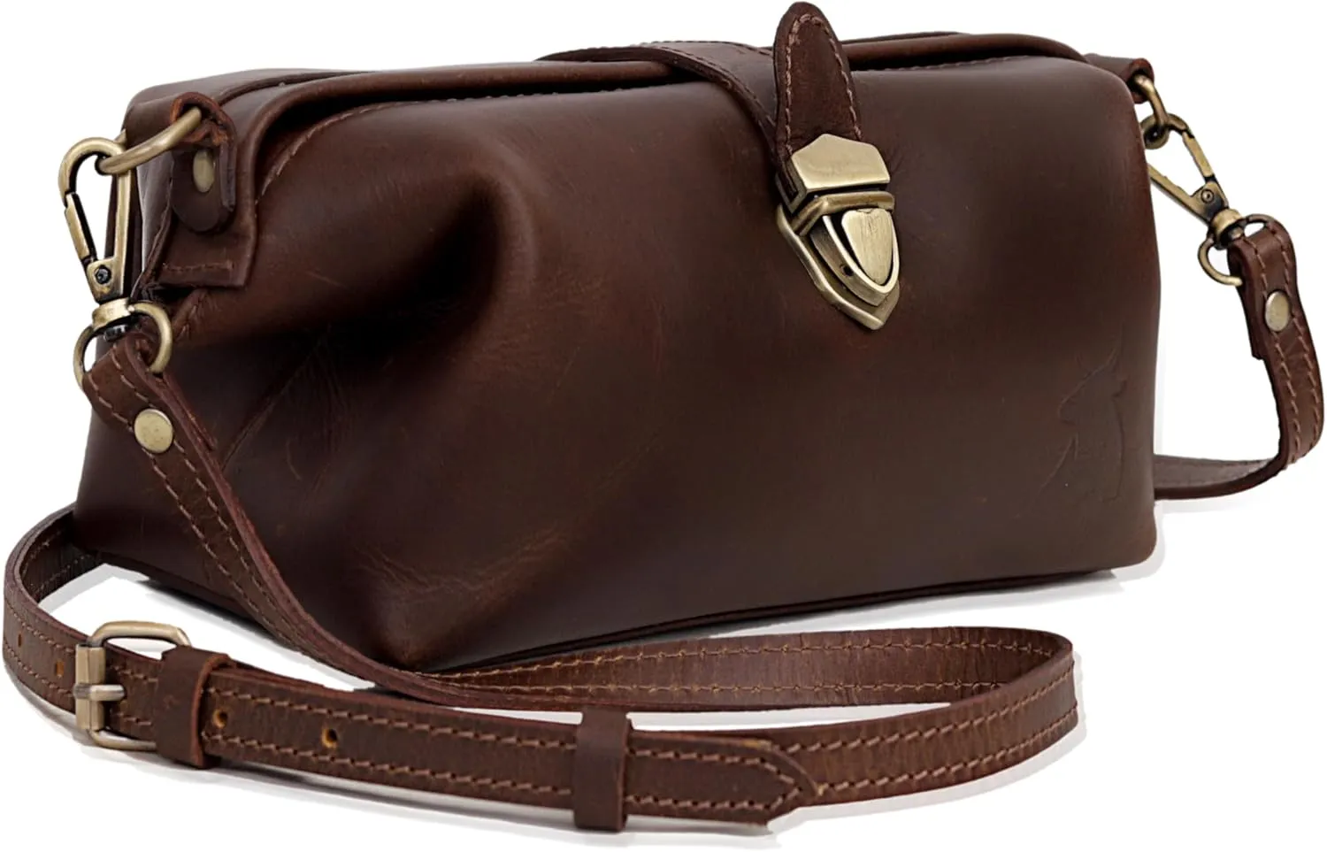 Leather Cosmetic Bag For Women, Large Capacity Cosmetic Travel Pouch, Vanity Bags Makeup Organizer with Handle and Shoulder Strap, Makeup Case for Women (Brown)