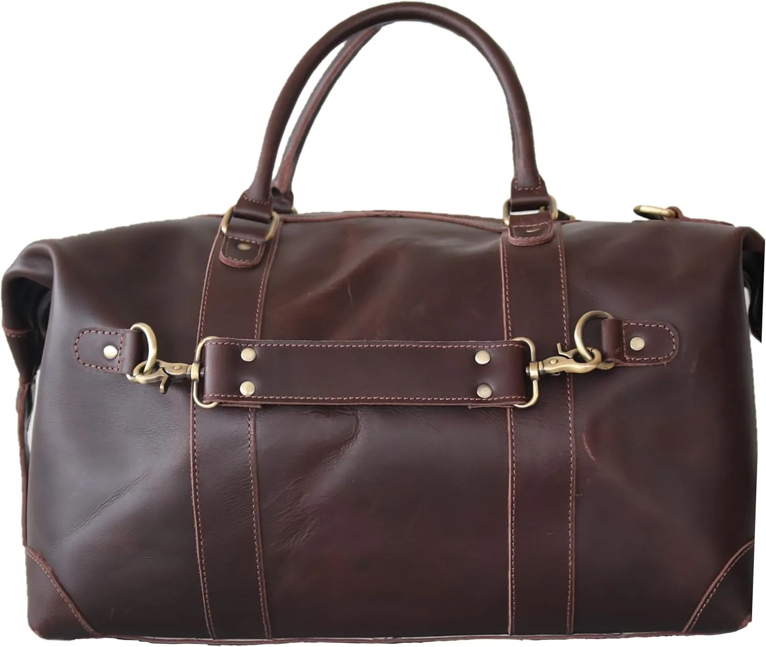 Leather Duffel Bag, Large Size Duffle Handmade Duffel Bag Genuine Leather Travel Weekend Overnight Duffel Bag Gym Sports Carry On Duffle Bag Overnight Bag for Men and Women (Dark Brown)