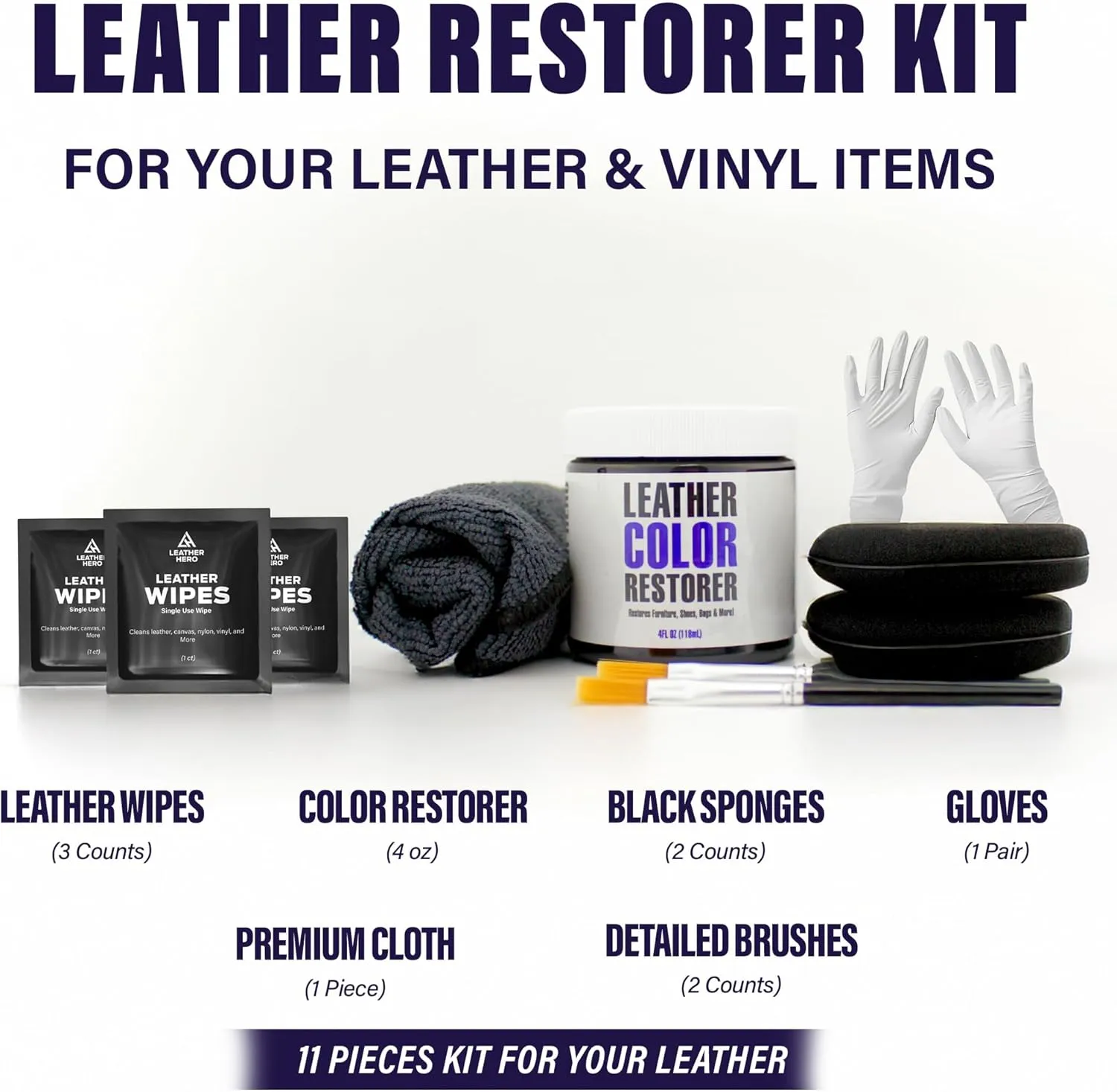 Leather Hero Leather Color Restorer for Couches, Leather Scratch Remover, Leather Couch Scratch Repair for Furniture and Car Seats - Complete Kit, Non-Toxic, Made in The USA (Beige)