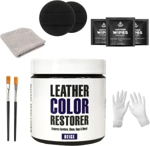 Leather Hero Leather Color Restorer for Couches, Leather Scratch Remover, Leather Couch Scratch Repair for Furniture and Car Seats - Complete Kit, Non-Toxic, Made in The USA (Beige)