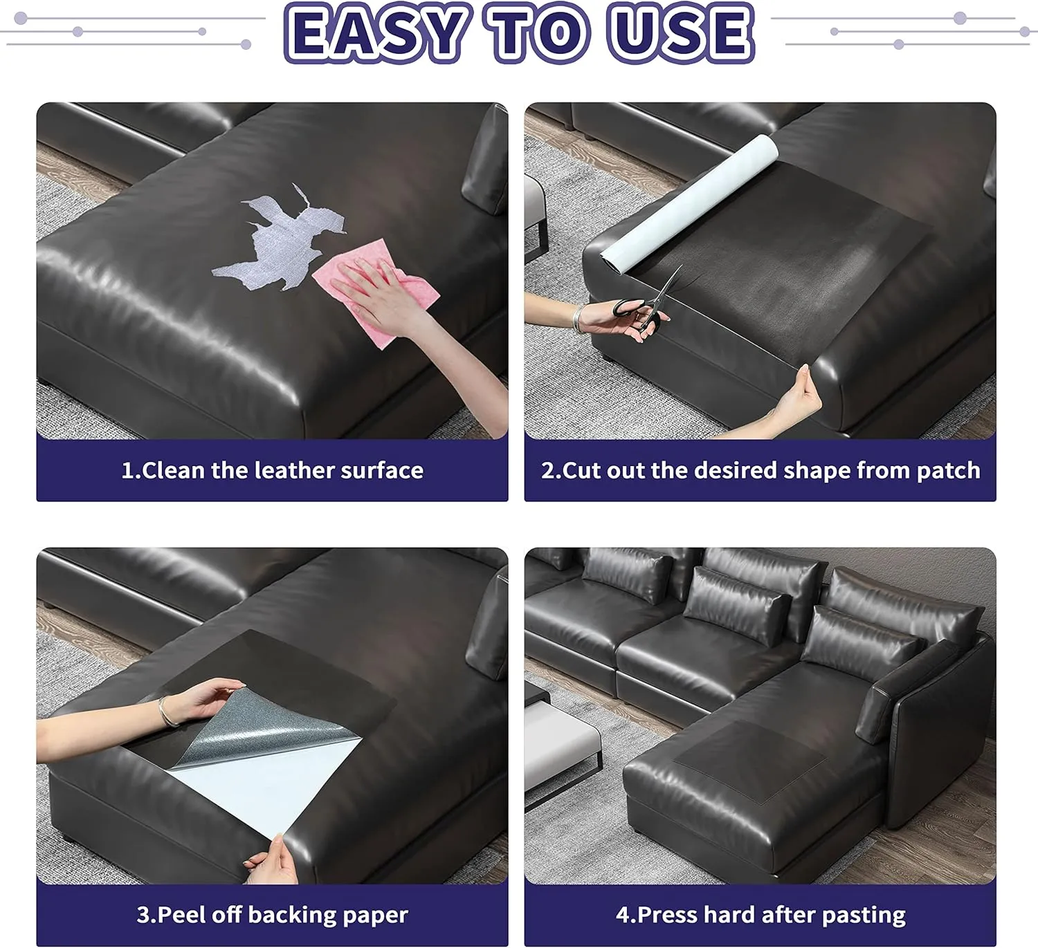 Leather Repair Patch Tape Kit, Self Adhesive Leather Repair for Furniture, Couch, Sofa, Car Seats,Office Chair,Vinyl Repair Kit.30inx16in