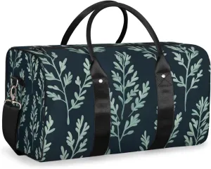 Leaves Plants Travel Duffle Bag for Women Men Gym Duffel Foldable Bag Waterproof Weekender Sage Green Duffle Tote