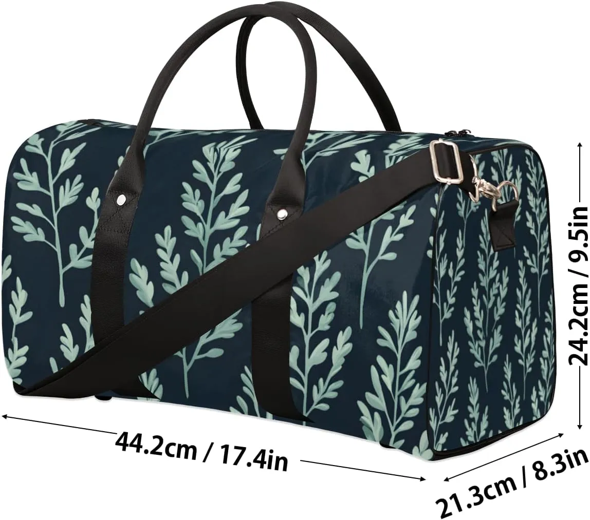 Leaves Plants Travel Duffle Bag for Women Men Gym Duffel Foldable Bag Waterproof Weekender Sage Green Duffle Tote