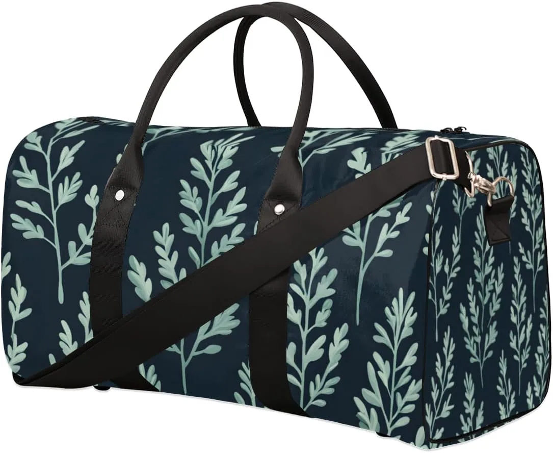 Leaves Plants Travel Duffle Bag for Women Men Gym Duffel Foldable Bag Waterproof Weekender Sage Green Duffle Tote