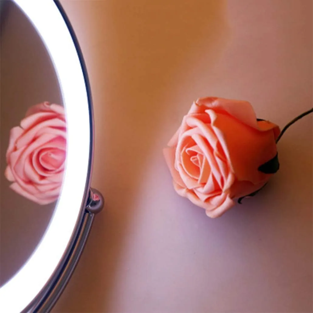 LED Lighted Makeup Mirror with LED Illuminated, Magnifying Extending, Two Swivel Surface, 360deg; Rotatable, for Bathroom(Matte Black,5X)