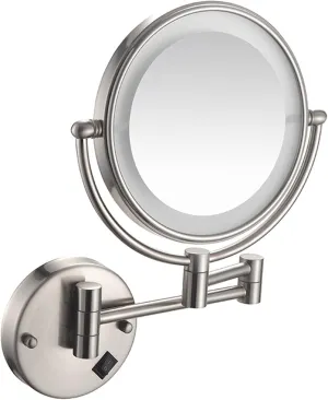 LED Makeup Mirror with Lights and 10X Magnification,Double Sided Wall Mounted 360° Swivel Extendable Vanity Mirror(Nickel Plug in)