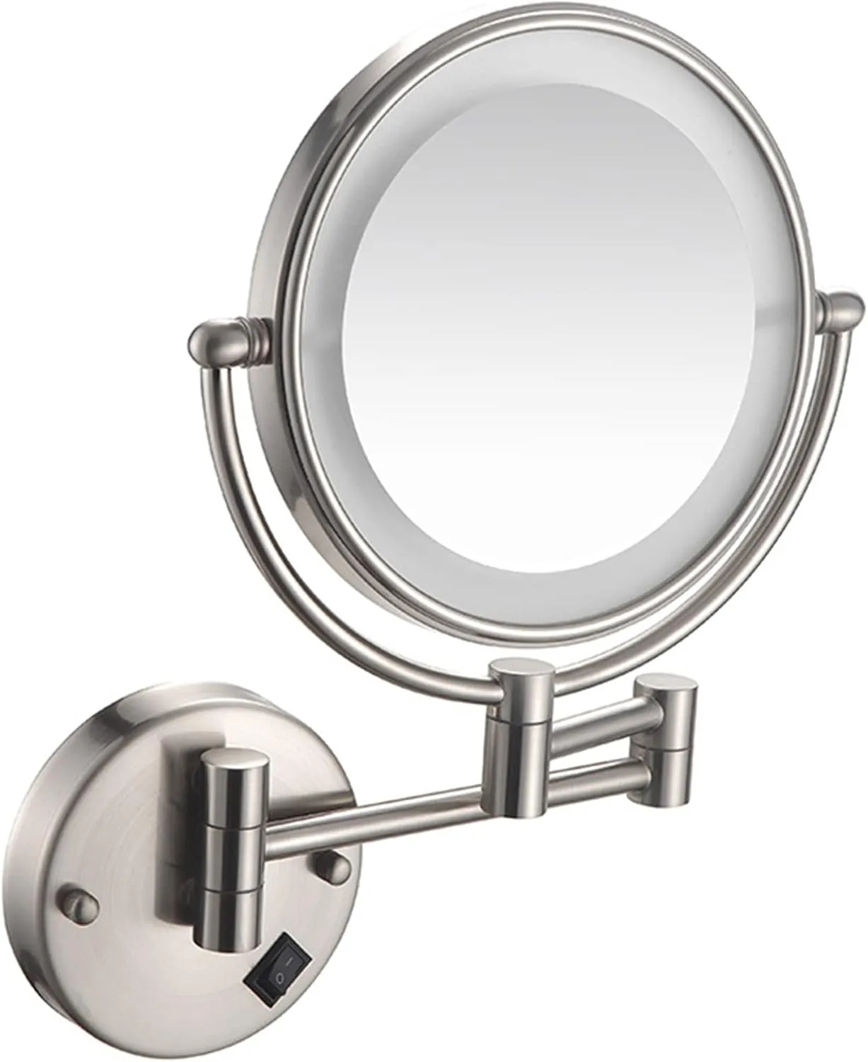 LED Makeup Mirror with Lights and 10X Magnification,Double Sided Wall Mounted 360° Swivel Extendable Vanity Mirror(Nickel Plug in)