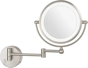 LED Makeup Mirror with Magnification, 8 inch Double Sided Wall Mounted 360° Swivel Extendable Bathroom Vanity Mirror, Plug Powered,Brass,10X (Color : Nickel, Size : 5X)