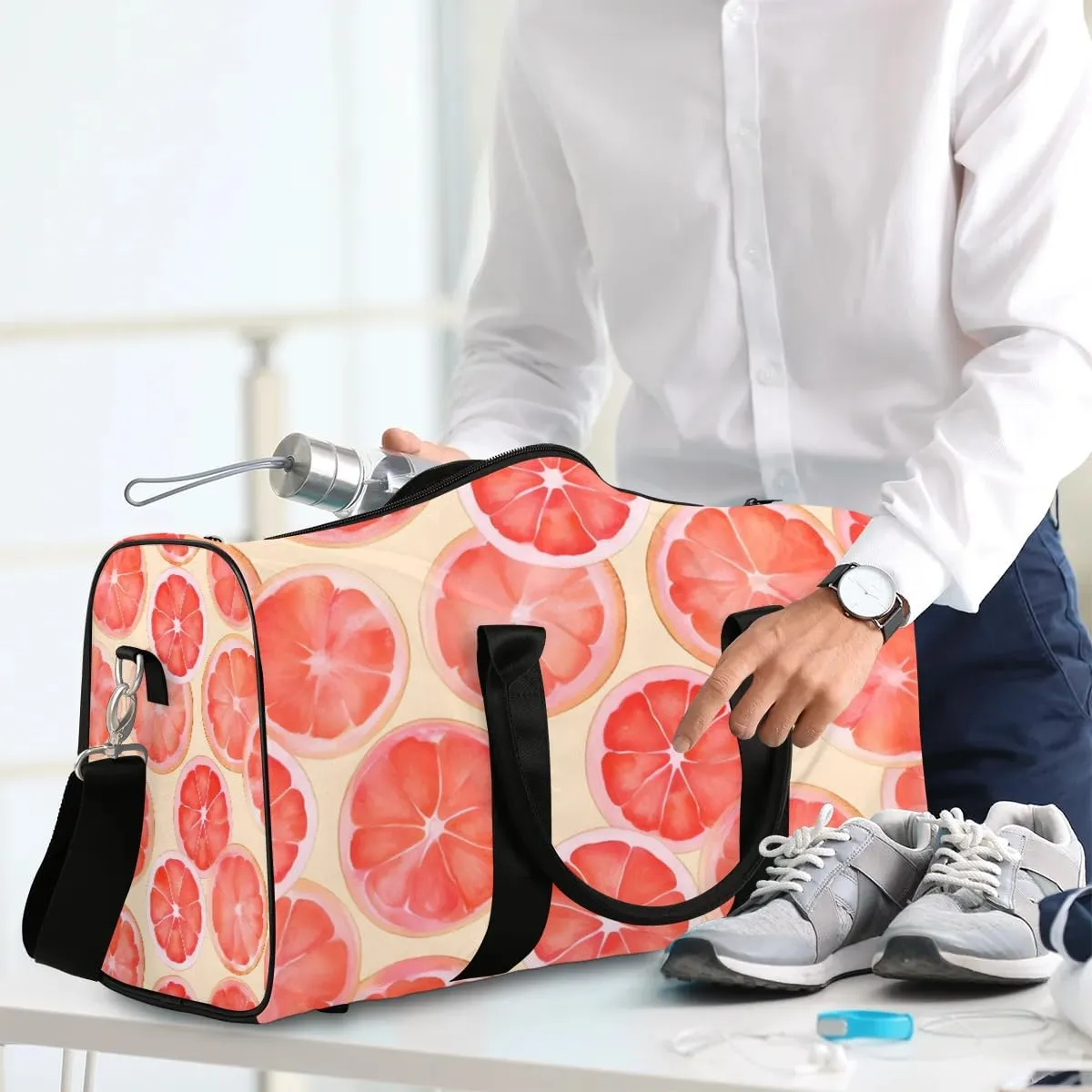 Lemon Slice Theme Foldable Lightweight Duffle Bag for Travel - Waterproof Carry On Bags for Airplanes, Travel Duffel Bags for Gym, Weekend