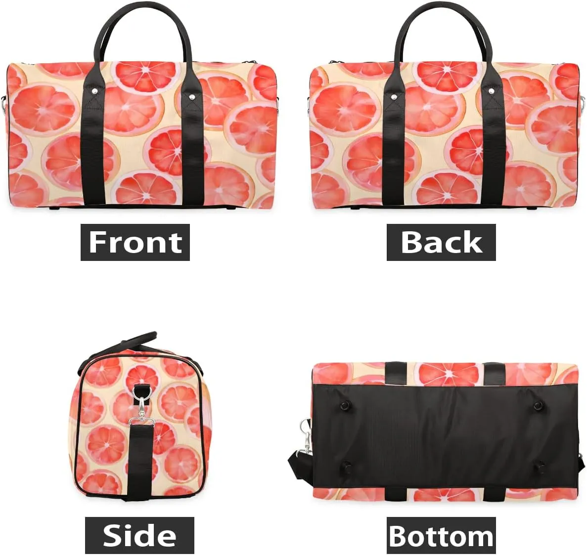 Lemon Slice Theme Foldable Lightweight Duffle Bag for Travel - Waterproof Carry On Bags for Airplanes, Travel Duffel Bags for Gym, Weekend