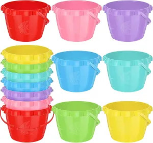 Lenwen 14 Pcs 5.51 Inch Water Bucket for Kids Mini Sand Buckets Plastic Small Bucket with Handles Bright Colored Toy Sand Pail for Beach Candy and Play Pool Gift Party, 7 Colors