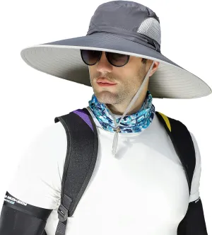 Leotruny Men Wide Brim Sun Hats UPF50  Waterproof Breathable Bucket Hat for Fishing, Hiking, Camping