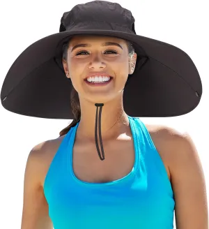Leotruny Women Super Wide Brim Sun Hat UPF50  Waterproof Bucket Hat for Fishing, Hiking, Camping