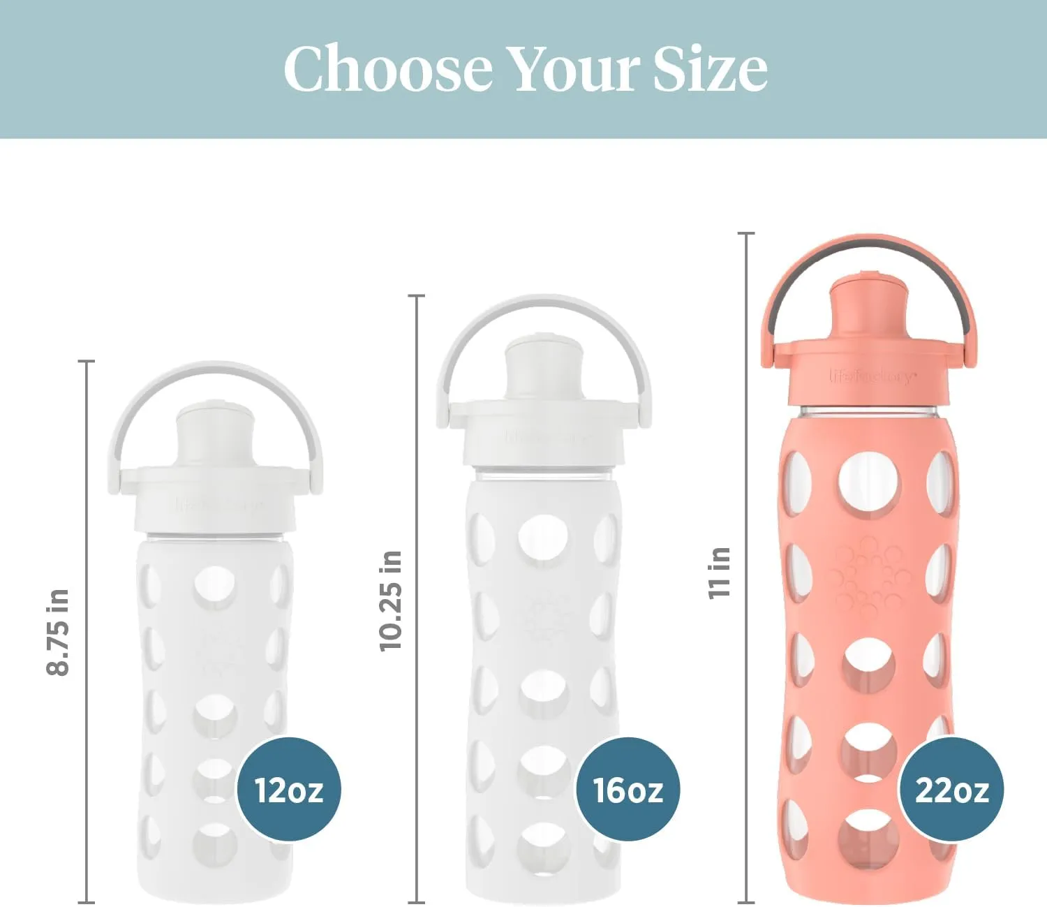 Lifefactory 22-Ounce Glass Water Bottle with Active Flip Cap and Protective Silicone Sleeve, Cantaloupe, 22oz