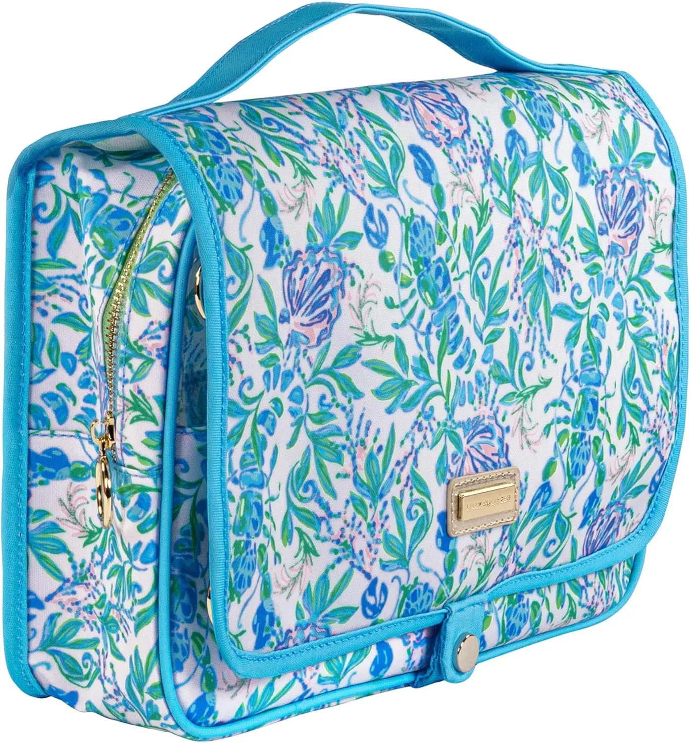 Lilly Pulitzer Travel Toiletry Bag with Handle, Pockets, and Zipper, Hanging Travel Organizer for Makeup and Toiletries, Just a Pinch