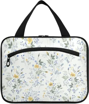 linqin Toiletry Bag for Travel, Floral Pattern Roses Makeup Bag Large Cosmetic Bag Organizer with Hanging Hook for Women Men