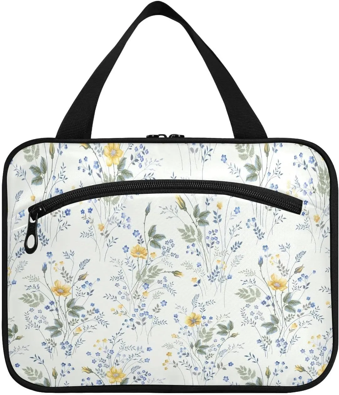 linqin Toiletry Bag for Travel, Floral Pattern Roses Makeup Bag Large Cosmetic Bag Organizer with Hanging Hook for Women Men