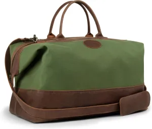 Littlefield & Co., Duffle Weekender Bag, Vintage Carry-On Bag with Detachable Shoulder Strap, Travel Accessory (Olive)
