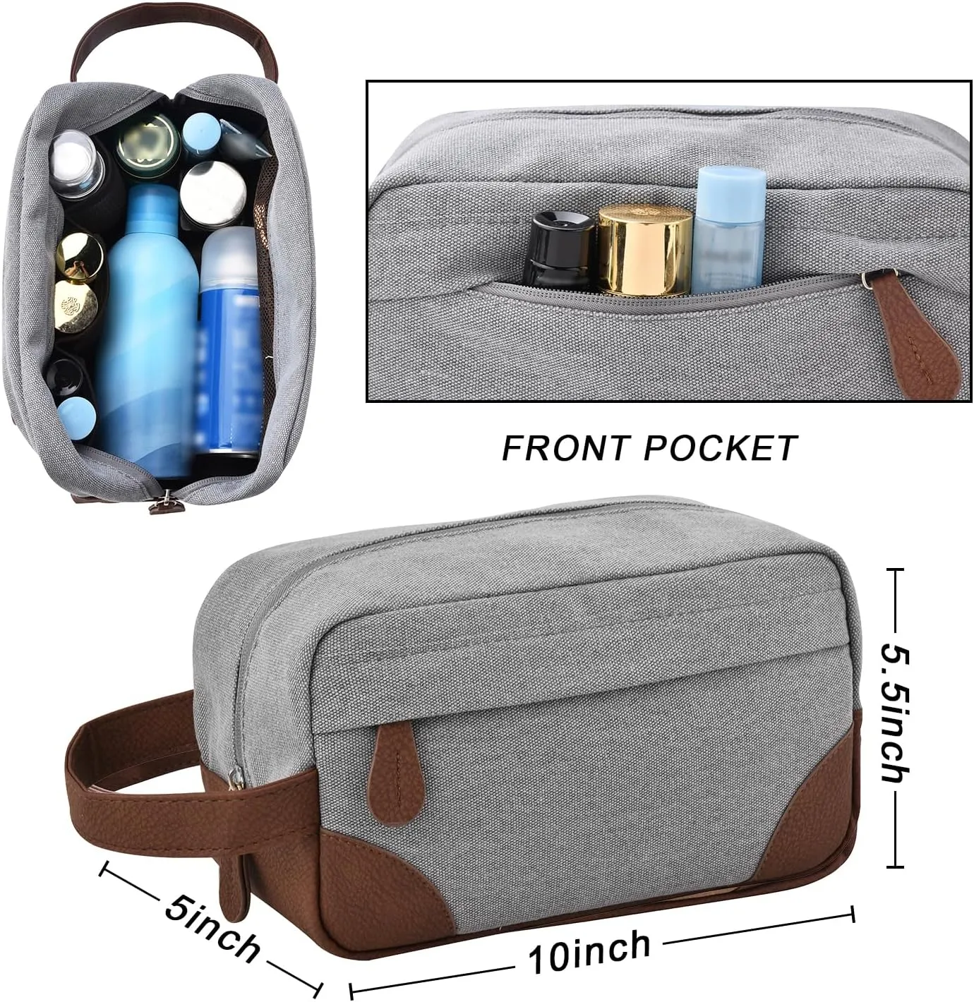 Litvyak Duffle Bag for Travel, 50L Canvas Travel Duffel Bags Overnight Weekend Gym Carry On Luggage Bag for Men & Women(Grey Toiletry Bag)
