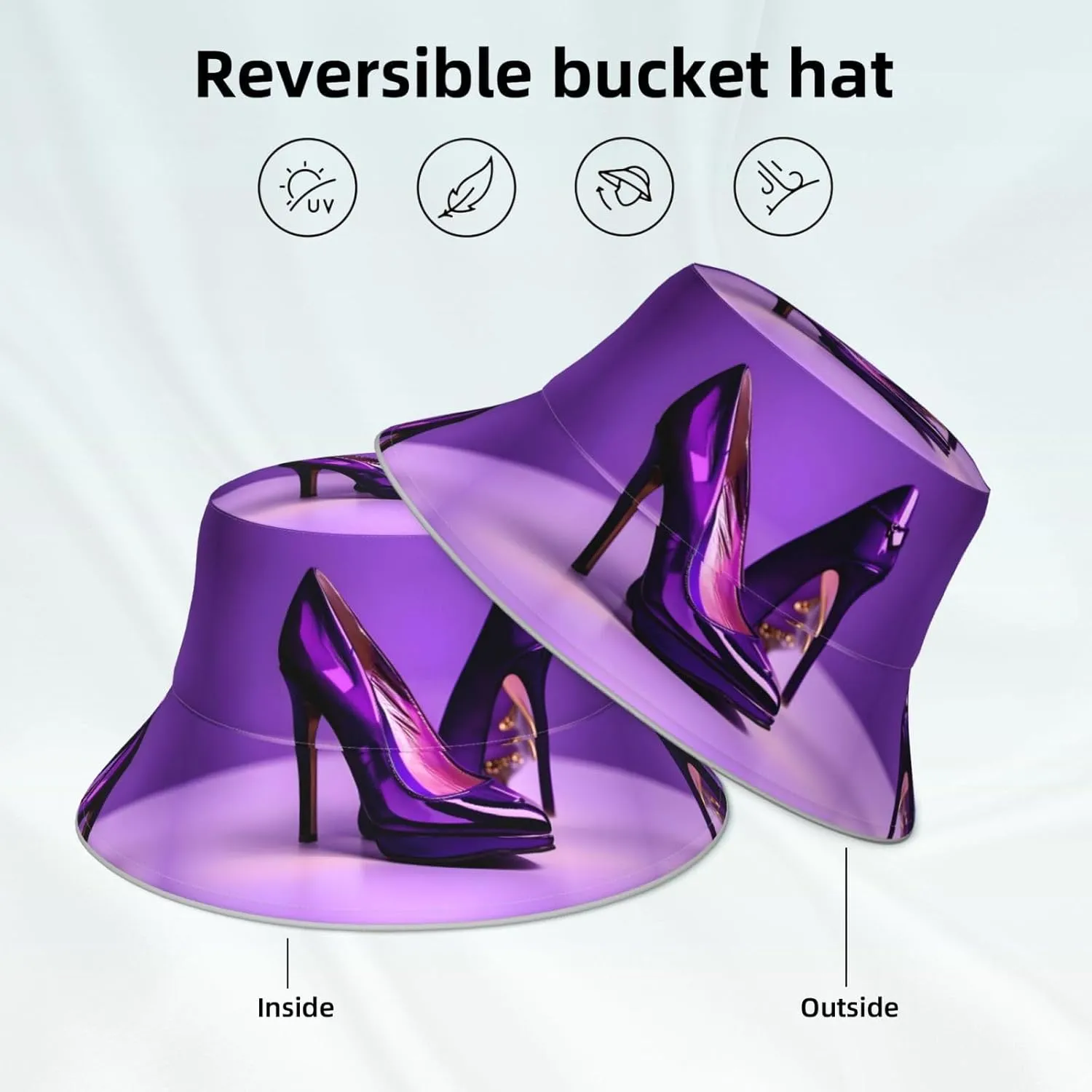 Long Ears French Bulldog Print Bucket Hat for Women and Men Packable Travel Summer Beach Hat Sun Hats Hiking Hat