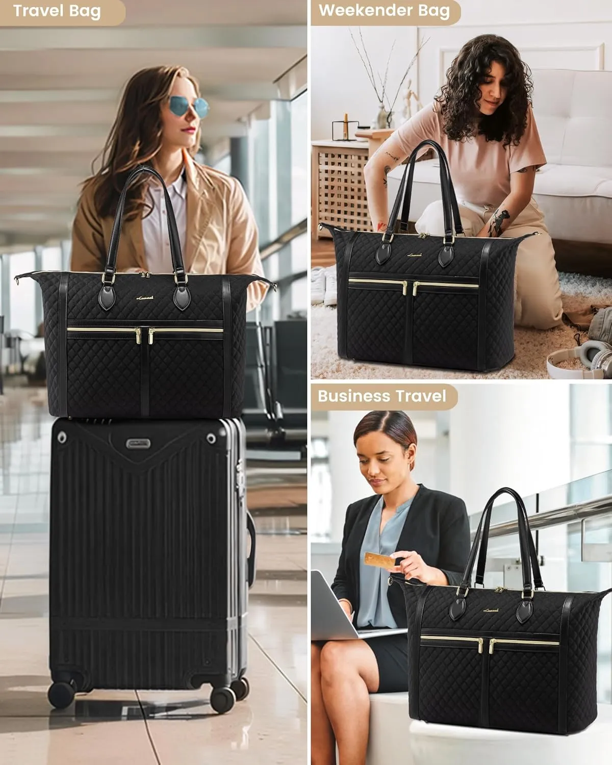 LOVEVOOK 4-in-1 Travel Weekender - Duffle, Carry On, Overnight & Toiletry Bag with Wet Pocket