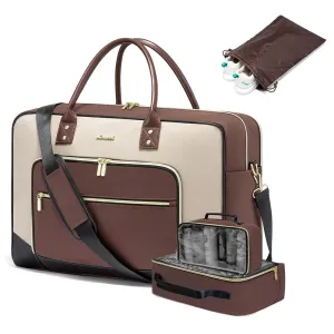 Lovevook 4-Piece Travel Set Apricot & Brown: Duffel, Shoe Bag, Toiletry Case & Packing Cube