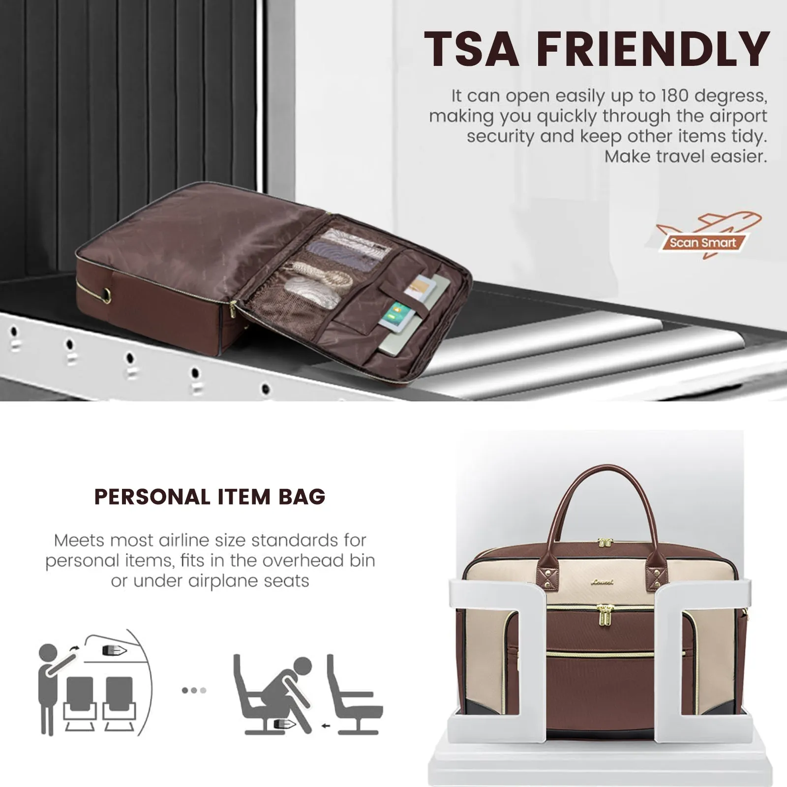 Lovevook 4-Piece Travel Set Apricot & Brown: Duffel, Shoe Bag, Toiletry Case & Packing Cube