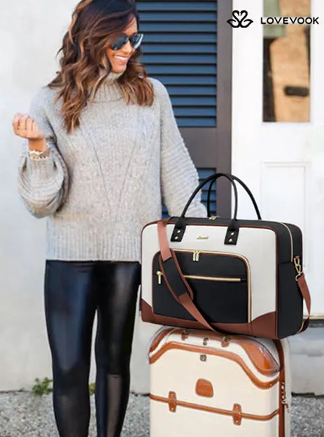 Lovevook 4-Piece Travel Set Gray & Pink: Duffel, Shoe Bag, Toiletry Case & Packing Cube