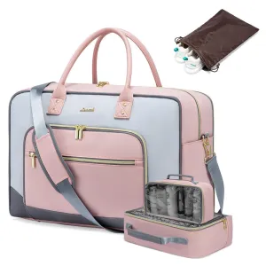 Lovevook 4-Piece Travel Set Gray & Pink: Duffel, Shoe Bag, Toiletry Case & Packing Cube