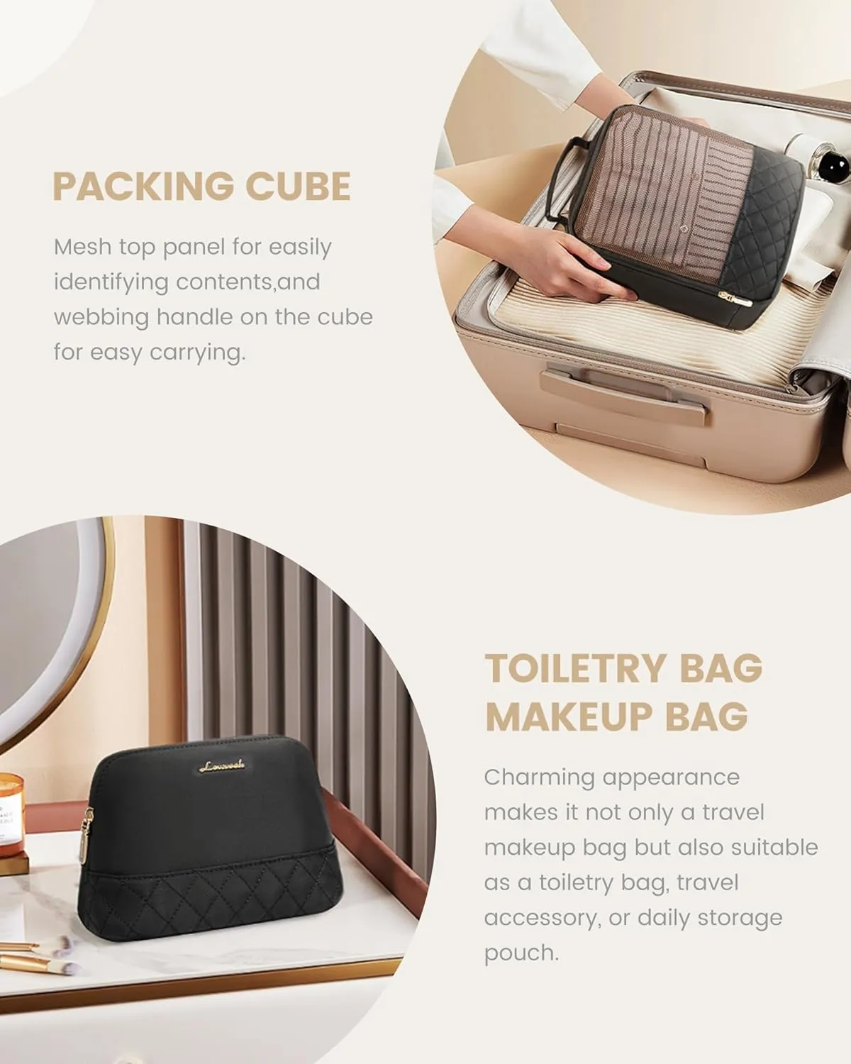 LOVEVOOK Travel Bag,Weekender Bag for Women Travel Duffle Bag with Shoe Compartment,Carry on Overnight Bag with Wet Pocket,Gym Yoga Duffel Bag,Hospital Bags for Labor and Delivery,3 Pcs Set