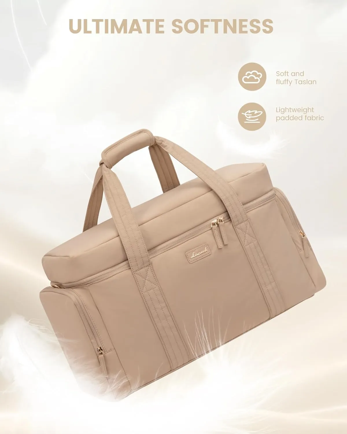 LOVEVOOK Travel Duffle Bag, Puffer Weekender Bag for Women, Overnight Bag with Toiletry Bag, Carry On Bags for Airplanes, Hospital Bag for Labor Delivery, Yoga Gym Bag with Wet Pocket, 3Pcs, Khaki