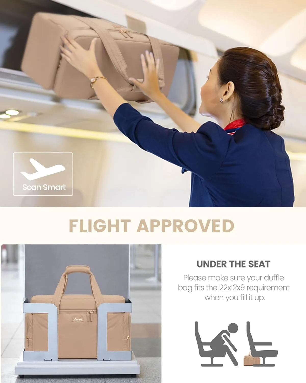 LOVEVOOK Travel Duffle Bag, Puffer Weekender Bag for Women, Overnight Bag with Toiletry Bag, Carry On Bags for Airplanes, Hospital Bag for Labor Delivery, Yoga Gym Bag with Wet Pocket, 3Pcs, Khaki
