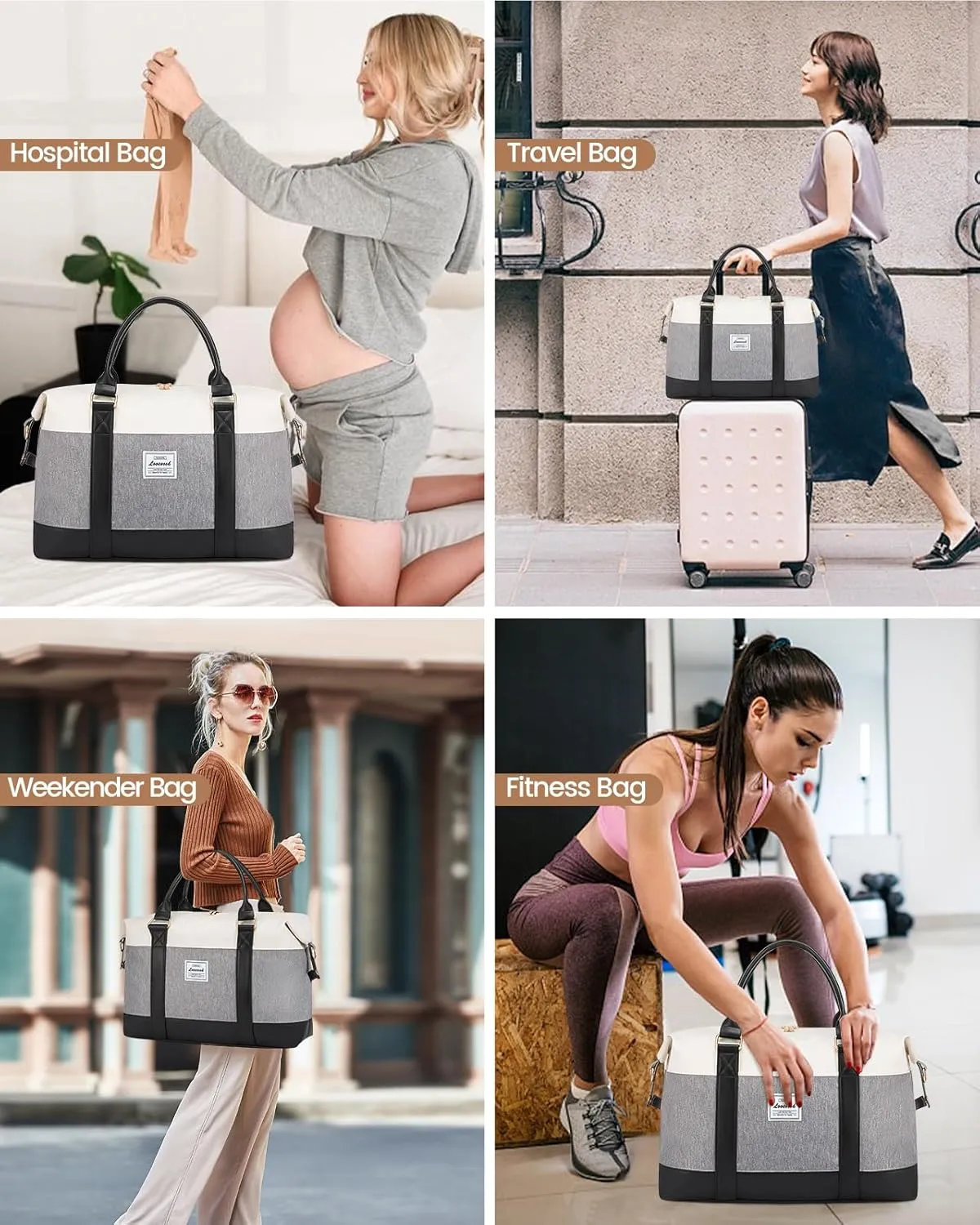 LOVEVOOK Travel Duffle Bag Women,Weekender Bag with Clear Toiletry Bag, Carry on Overnight Bag with Shoe Bag,Hospital Bags for Labor Delivery with Packing Cube