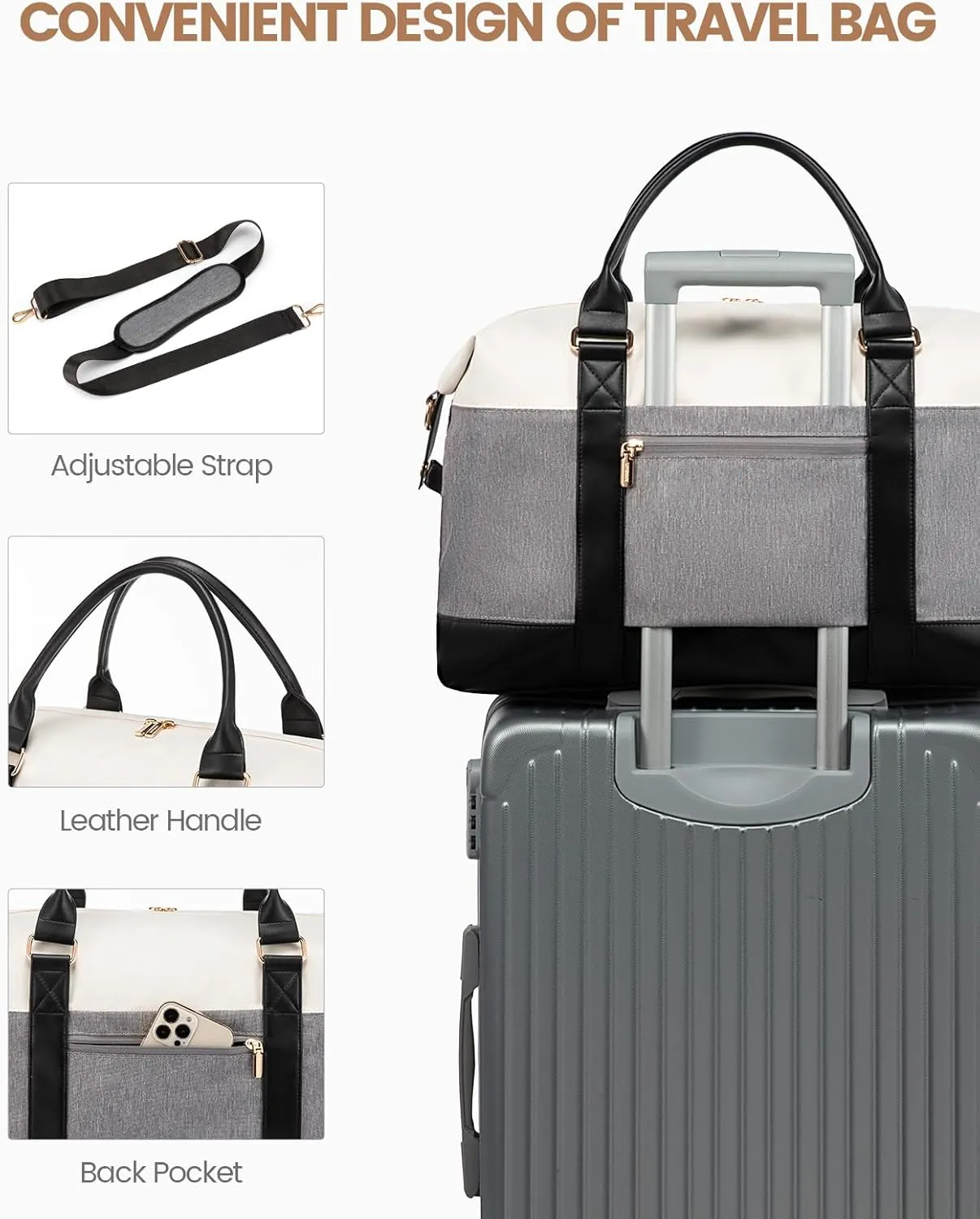 LOVEVOOK Travel Duffle Bag Women,Weekender Bag with Clear Toiletry Bag, Carry on Overnight Bag with Shoe Bag,Hospital Bags for Labor Delivery with Packing Cube