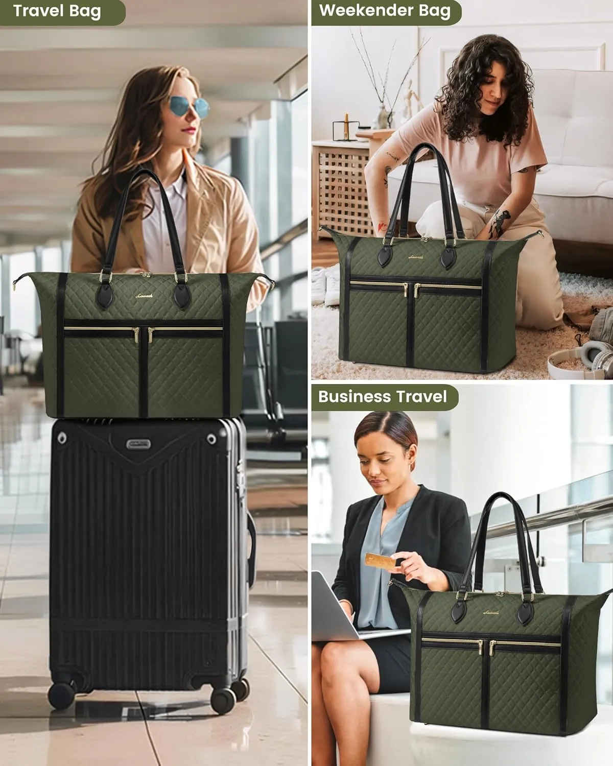 LOVEVOOK Travel Weekender Bags for Women, 4-in-1 Duffle Bag with Shoes Bag, Carry On Overnight Bag with Toiletry Bag & Wet Pocket, Large Travel Tote Bag Hospital Bag for Women Labor Delivery