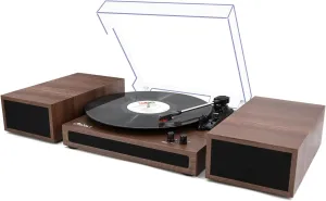 LP&No.1 Record Player, Wireless Turntable with Stereo Bookshelf Speakers,Vinyl Record Player,Support Wireless,Auto-Stop.Walnut Wood